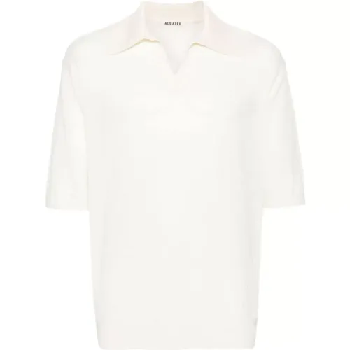 Weißes Mélange Polo T-shirt , Herren, Größe: S - Auralee - Modalova