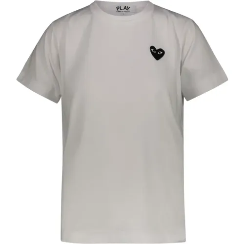 Schwarzes T-Shirt mit besticktem Herz , Damen, Größe: L - Comme des Garçons - Modalova