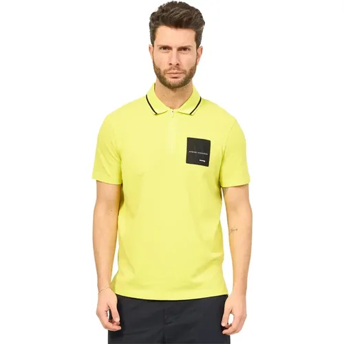 Gelbes Polo-Shirt aus Bio-Baumwolle , Herren, Größe: M - Armani Exchange - Modalova