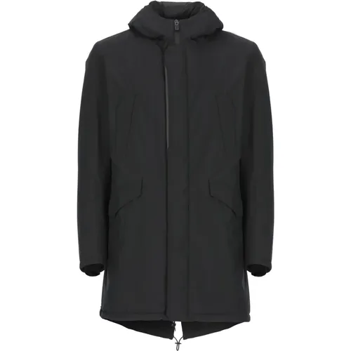 Schwarze Gore-Tex Parka Kapuzenjacke - Herno - Modalova