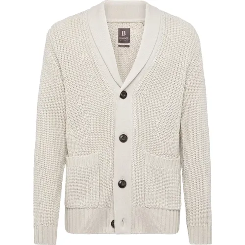 Shawl Neck Cardigan Aus Merinowolle , Herren, Größe: M - Boggi Milano - Modalova