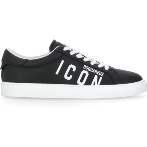 Leather Sneakers Round Toe Logo , male, Sizes: 9 1/2 UK, 11 UK, 10 UK, 9 UK, 7 1/2 UK, 8 1/2 UK, 7 UK, 6 UK - Dsquared2 - Modalova