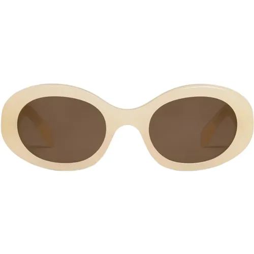 Triomphe Oval Sunglasses Brown , female, Sizes: 52 MM - Celine - Modalova