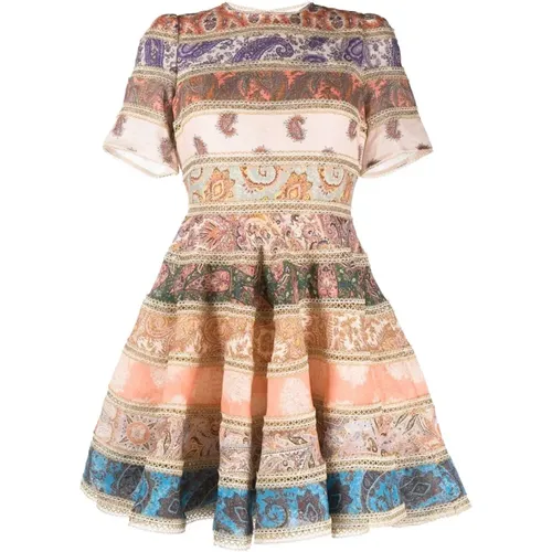 Graphic Print Linen Mini Dress , female, Sizes: S - Zimmermann - Modalova