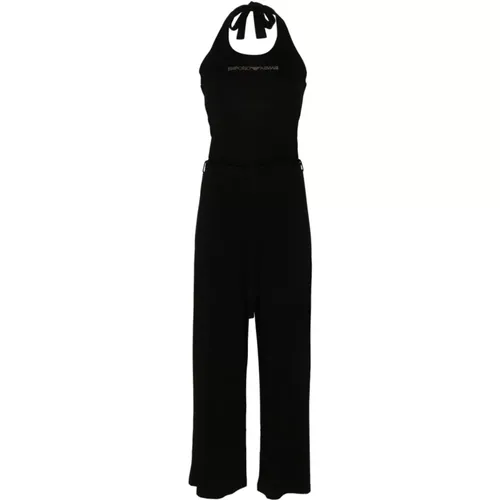Schwarze Meer Kleidung mit Strass-Logo , Damen, Größe: XS - Emporio Armani - Modalova