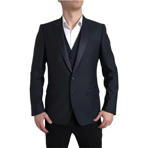 Blauer Slim Fit 2-Teiliger Anzug - Dolce & Gabbana - Modalova