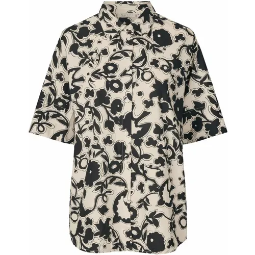 Stylish Short Sleeve Shirt 1005P Fog , female, Sizes: M, XL - Masai - Modalova