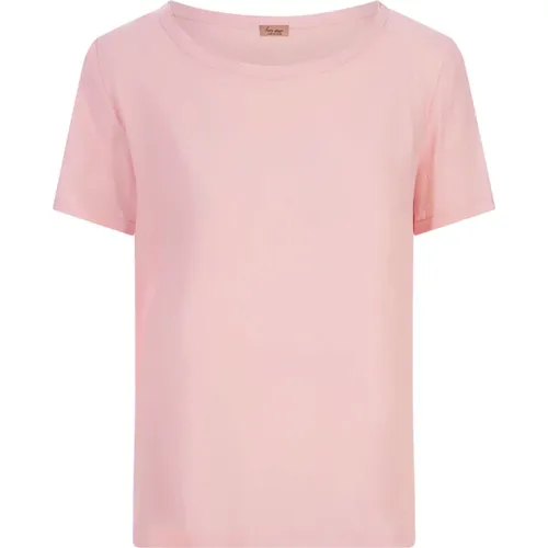 Seiden T-Shirt mit Rundhalsausschnitt , Damen, Größe: L - Her Shirt - Modalova