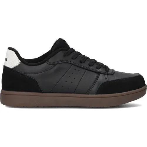 Schwarze Leder Low Top Sneakers , Damen, Größe: 39 EU - Woden - Modalova