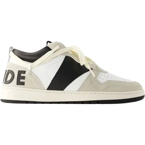 Niedrige Ledersneakers - Weiß/Schwarz , Herren, Größe: 40 EU - Rhude - Modalova