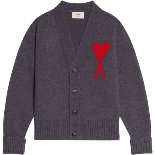 Heart Cardigan Sweater , male, Sizes: XL - Ami Paris - Modalova