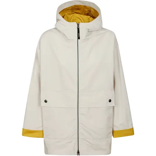 White Cotton Bomber Jacket with Yellow Accents , female, Sizes: S, L, M - Aspesi - Modalova