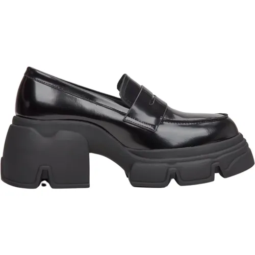 Damen Schwarze Loafer mit Dicker Sohle aus Echtem Leder Er00113584 - Estro - Modalova