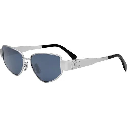 Triomphe Sunglasses Silver Blue Lenses , unisex, Sizes: ONE SIZE - Celine - Modalova