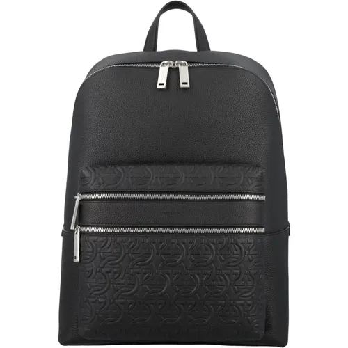 Leather Travel Backpack , male, Sizes: ONE SIZE - Salvatore Ferragamo - Modalova