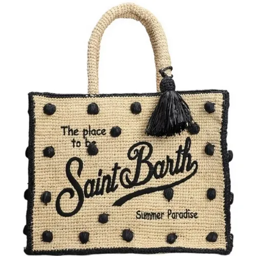 Rafia Shopping Bag with Pon-Pon , female, Sizes: ONE SIZE - MC2 Saint Barth - Modalova