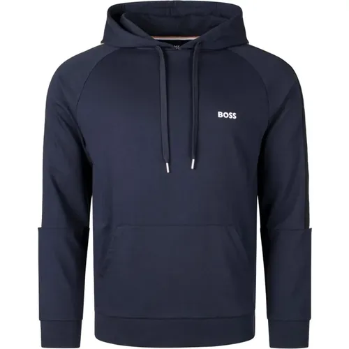 Iconic Navy Hooded Top , male, Sizes: L, M, S, XL - Hugo Boss - Modalova