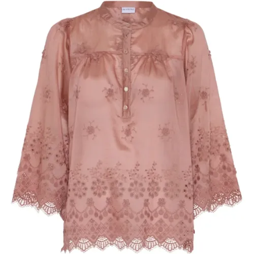 Rosa Bluse mit Spitzen Details - IN FRONT - Modalova