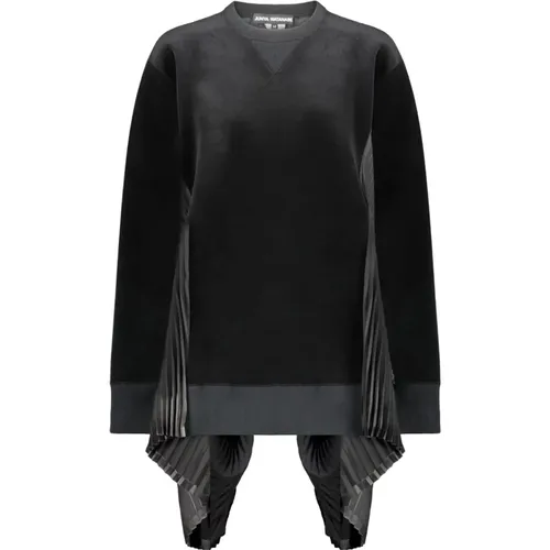 Shiny Pleated Velvet Crewneck Sweatshirt , female, Sizes: S - Junya Watanabe - Modalova
