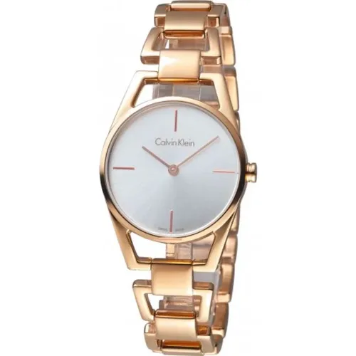 Rose Gold Quartz Watch with White Dial and Steel Strap , female, Sizes: ONE SIZE - Calvin Klein - Modalova