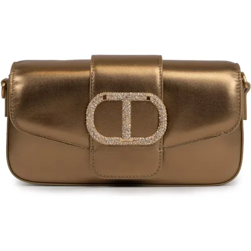 Goldene Leder Mini Tasche mit Kette - Twinset - Modalova