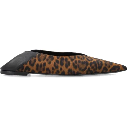 Leopard Nour Ballerina Slippers , female, Sizes: 3 UK - Saint Laurent - Modalova