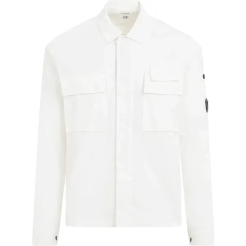 Weiße Baumwollhemd Klassischer Stil - C.P. Company - Modalova