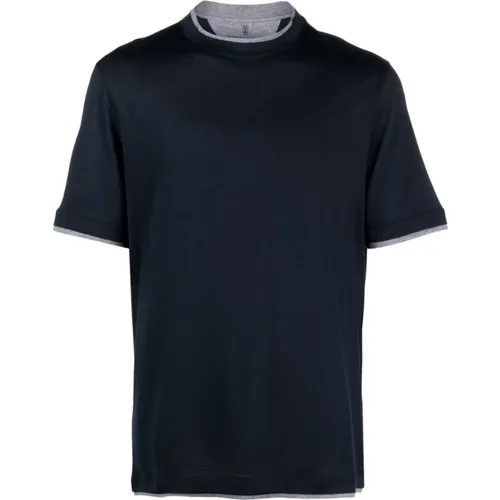 Silk-Cotton Blend T-shirts and Polos , male, Sizes: L, M - BRUNELLO CUCINELLI - Modalova