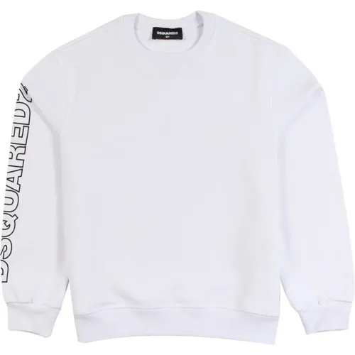 Italienischer hochwertiger Unisex-weißer Sweatshirt für Kinder und Teenager - Dsquared2 - Modalova