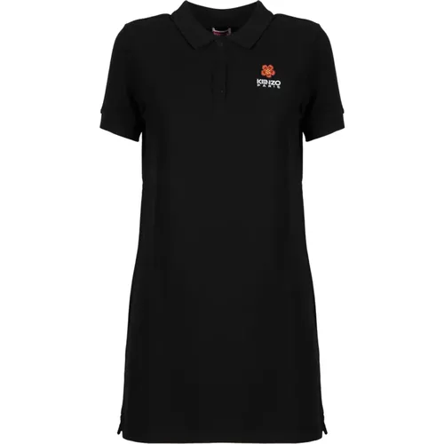 Schwarzes Logo Polo Kleid Baumwollstoff , Damen, Größe: XL - Kenzo - Modalova