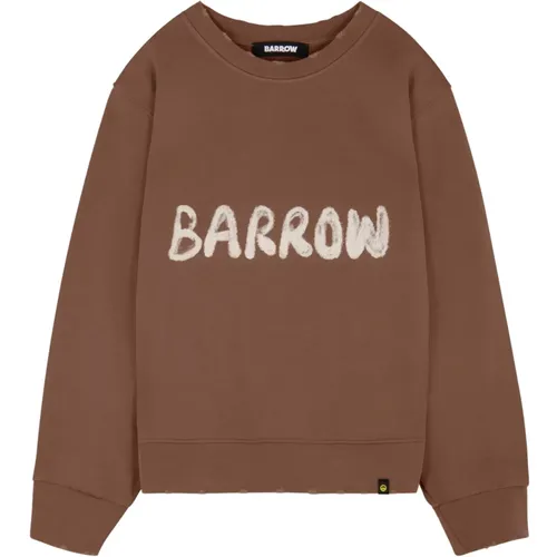 Sweatshirt mit Distressed-Effekt und Jacquard-Label , unisex, Größe: M - BARROW - Modalova