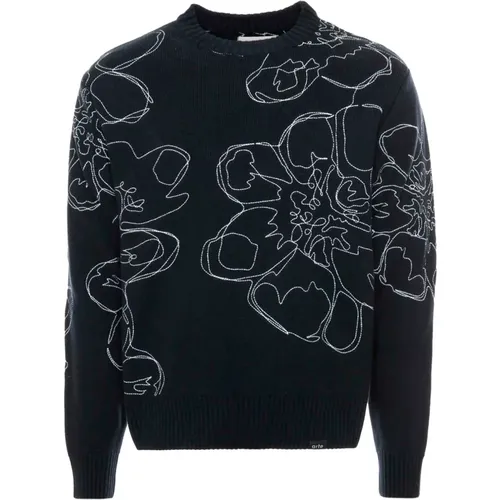 Flower Embroidered Knit Sweater , male, Sizes: XL, S - Arte Antwerp - Modalova