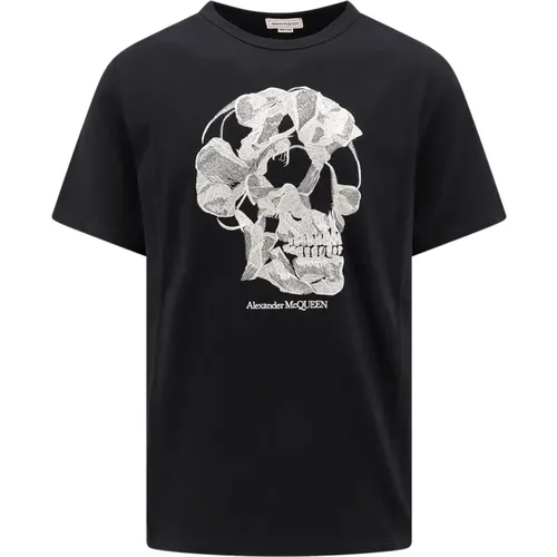 Schwarzes T-Shirt mit Totenkopfstickerei , Herren, Größe: M - alexander mcqueen - Modalova