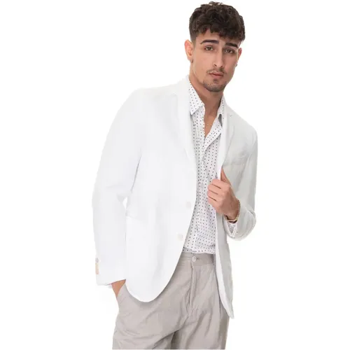 Decostruita Linen Jacket with Side Slits , male, Sizes: M - Boss - Modalova