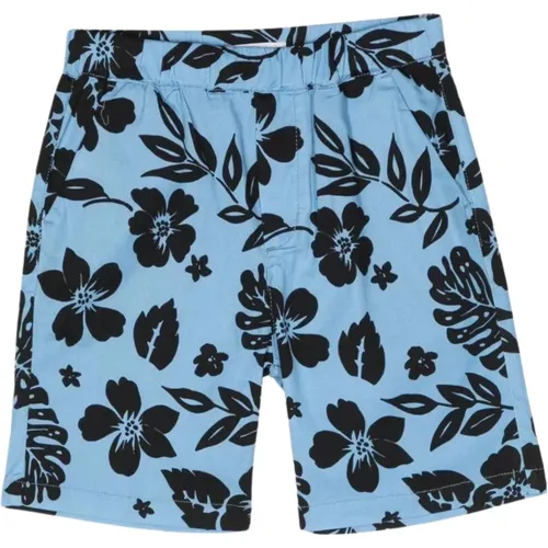 Blaue Bermuda-Shorts mit Blumenmuster für Kinder - Paolo Pecora - Modalova