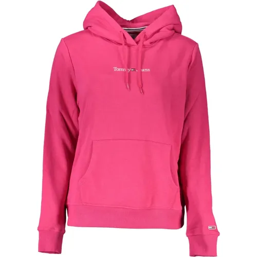 Rosa Hoodie Langarm Bestickt Druck , Damen, Größe: L - Tommy Hilfiger - Modalova