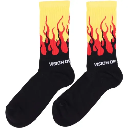 Gelb/Rote Socken mit Flammenstickerei - VISION OF SUPER - Modalova