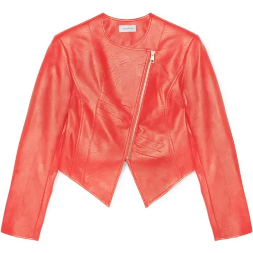 Faux Leather Slim-Fit Blouson Jacket , Damen, Größe: 3XS - Motivi - Modalova