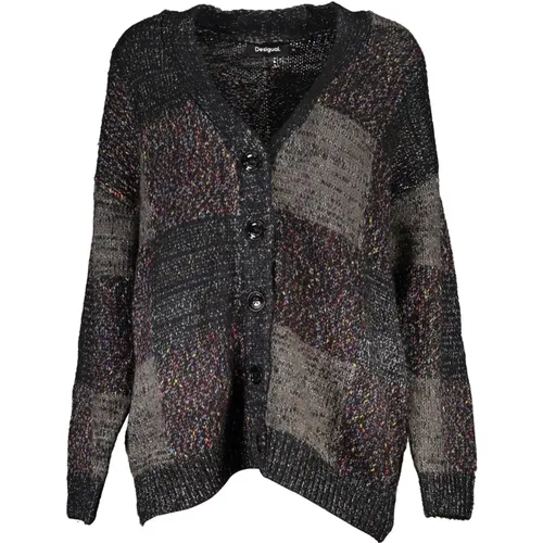 Schwarzer Cardigan mit Langen Ärmeln , Damen, Größe: M - Desigual - Modalova