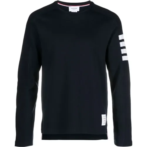 Blauer Pullover mit 4-Bar Streifen , Herren, Größe: M - Thom Browne - Modalova