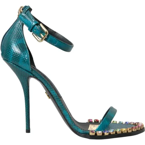 Exotische Kristallverzierte Blaue Sandalen - Dolce & Gabbana - Modalova