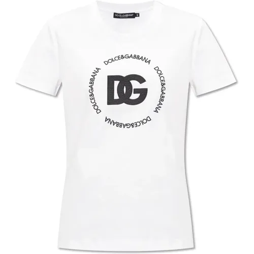 T-Shirt mit Logo , Damen, Größe: 2XS - Dolce & Gabbana - Modalova
