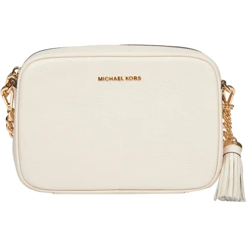 Cream Leather Shoulder Bag with Golden Details , female, Sizes: ONE SIZE - Michael Kors - Modalova
