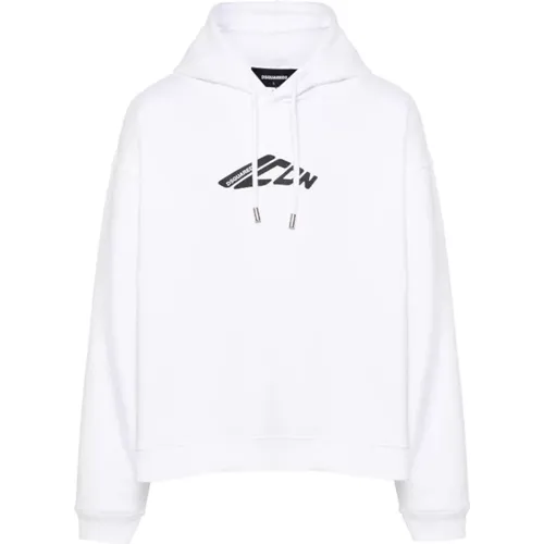 Weißer Kapuzenlogo-Pullover , Herren, Größe: L - Dsquared2 - Modalova