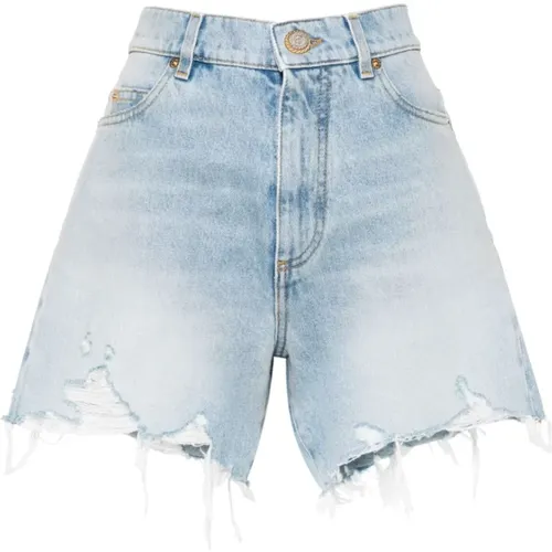 Denim Shorts with Ripped Detailing , female, Sizes: S - Balmain - Modalova