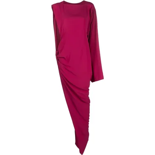 Fuchsia Draped Asymmetric Maxi Dress , female, Sizes: S - Rick Owens - Modalova