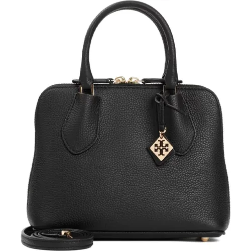 Schwarze Genarbte Lederhandtasche , Damen, Größe: ONE Size - TORY BURCH - Modalova