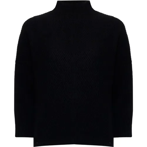 Schwarzer Gerippter Woll-Kaschmir-Pullover , Damen, Größe: M - Max Mara Studio - Modalova