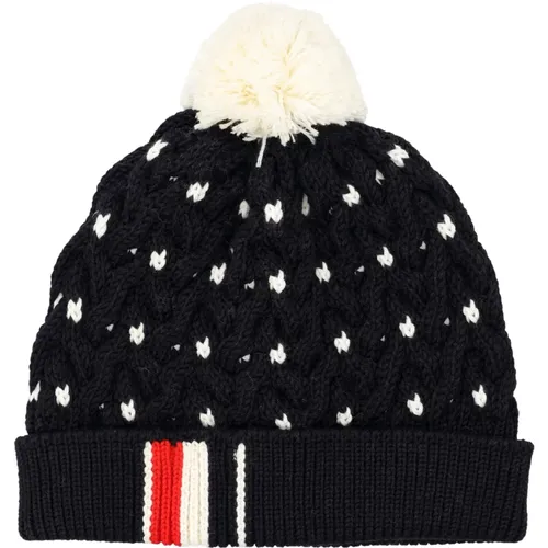 Navy Cable Hat with Pom-Pom , male, Sizes: L - Thom Browne - Modalova