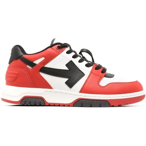 Rote Leder Low Top Sneakers - Off White - Modalova